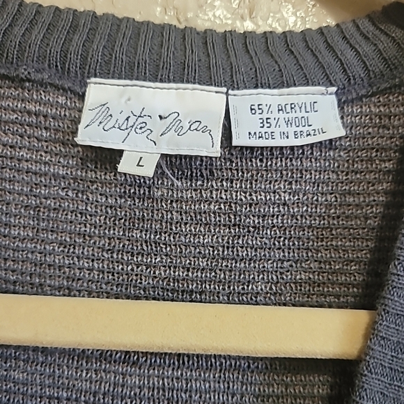 Mister Man Grandpa Sweater Vest Men's Size L Grey Argyle Pattern V-Neck Wool - Picture 2 of 10